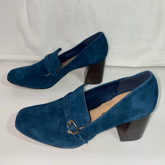 Bella Vita Ashton Square Toe Blue Suede Block heel Pumps - Picture 4 of 9